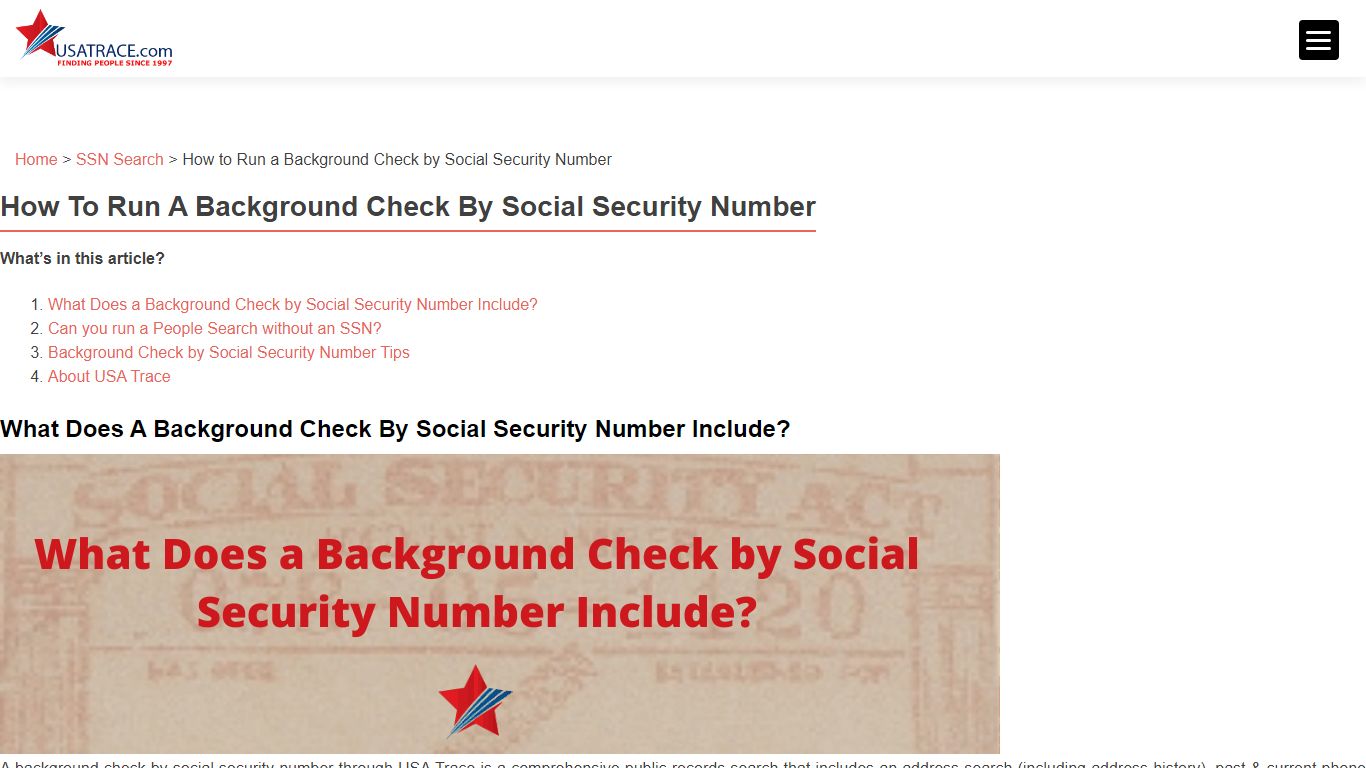 Run A Background Check with a Social Security Number Now! - USATrace.com